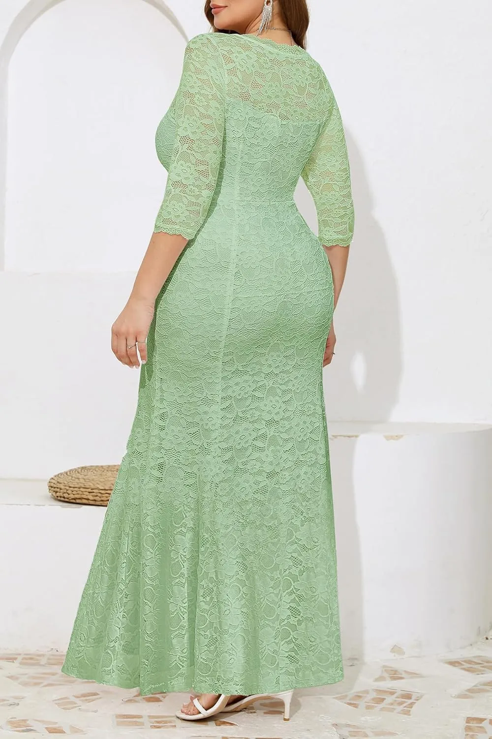 Plus Size Wedding Dress for Bride - Formal Evening Gown Party Lace Mermaid Dresses