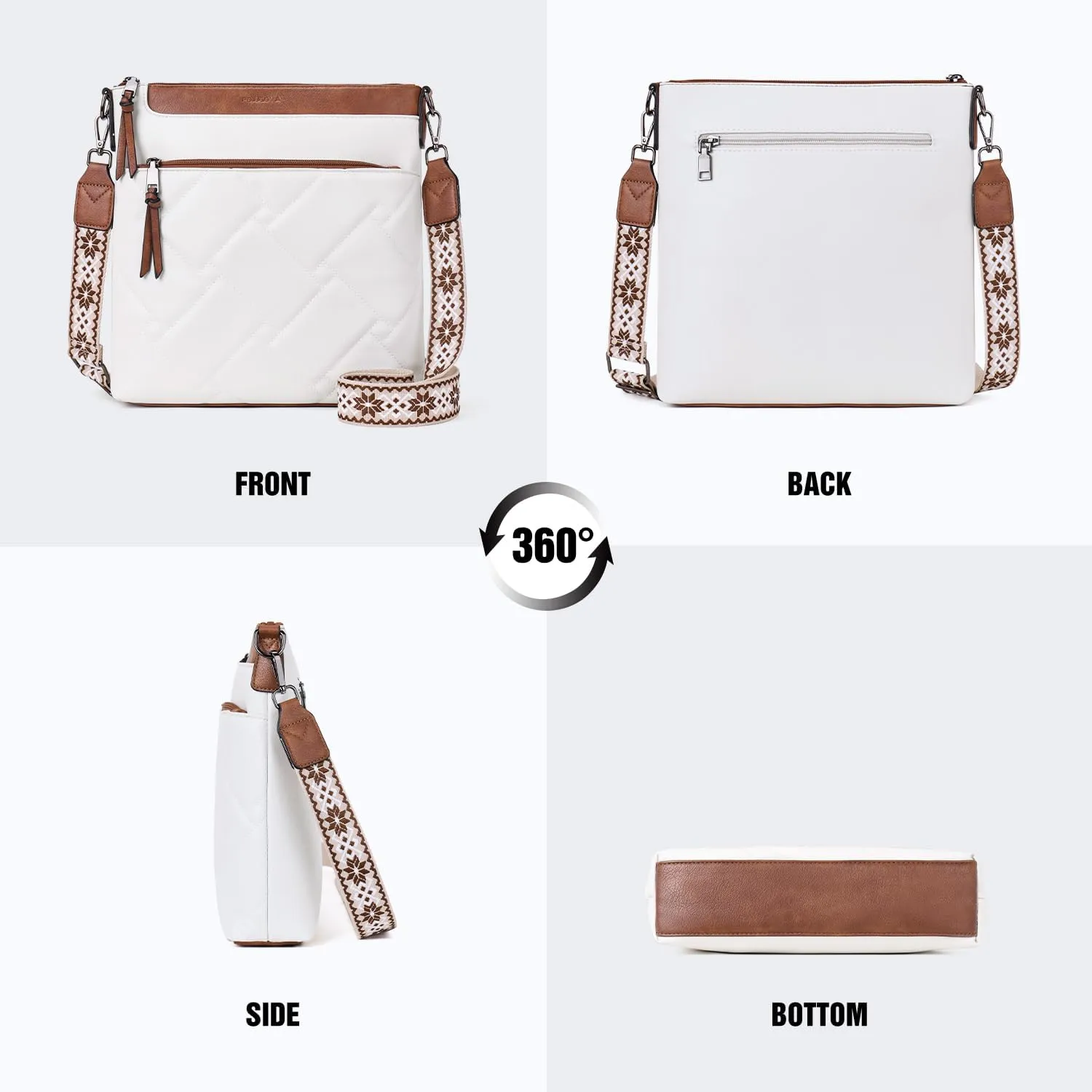 POIUGOYA Quilted Crossbody Bags for Women Trendy,Vegan Leather Medium Shoulder Handbags Travel Purse with RFID Card Slots
