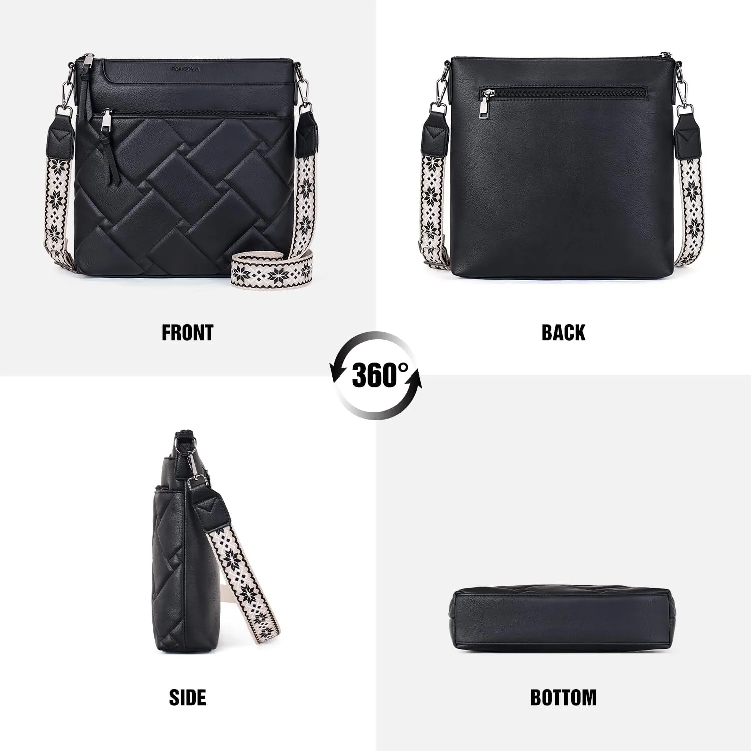 POIUGOYA Quilted Crossbody Bags for Women Trendy,Vegan Leather Medium Shoulder Handbags Travel Purse with RFID Card Slots
