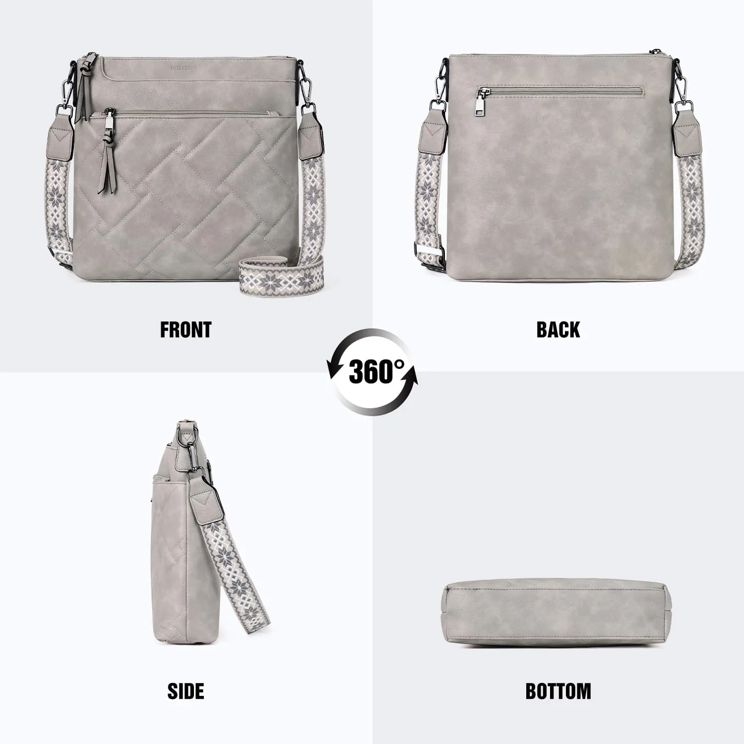POIUGOYA Quilted Crossbody Bags for Women Trendy,Vegan Leather Medium Shoulder Handbags Travel Purse with RFID Card Slots