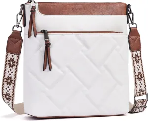 POIUGOYA Quilted Crossbody Bags for Women Trendy,Vegan Leather Medium Shoulder Handbags Travel Purse with RFID Card Slots