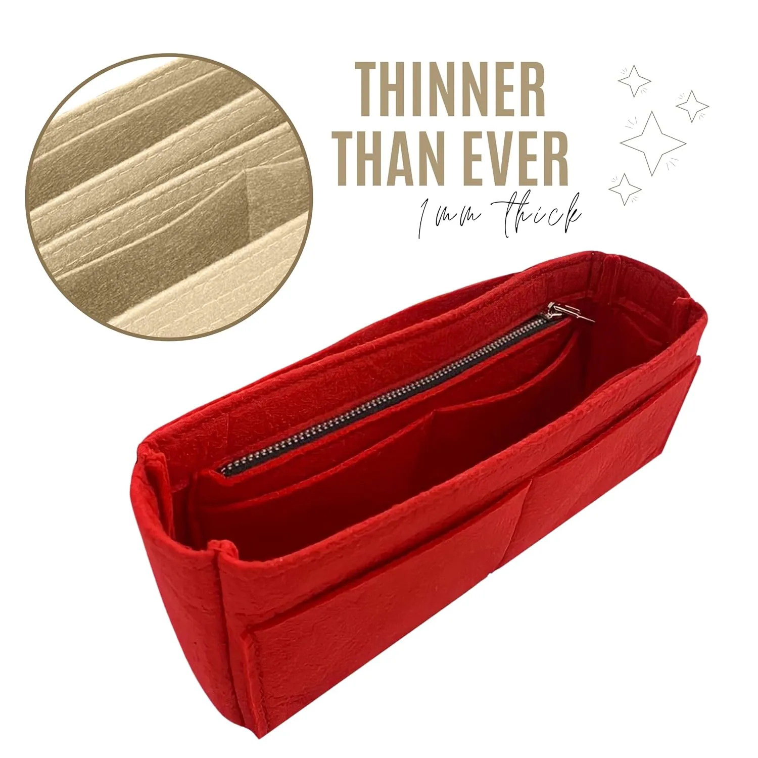 Premium Purse Organizer for Favorite Insert, fits Lv Favorite MM Organizer Insert, Handmade 1.2mm Premium Felt Insert, Double Layered Base Snug Fit Gold Zip (For Favorite Bag, Geyser Blue)