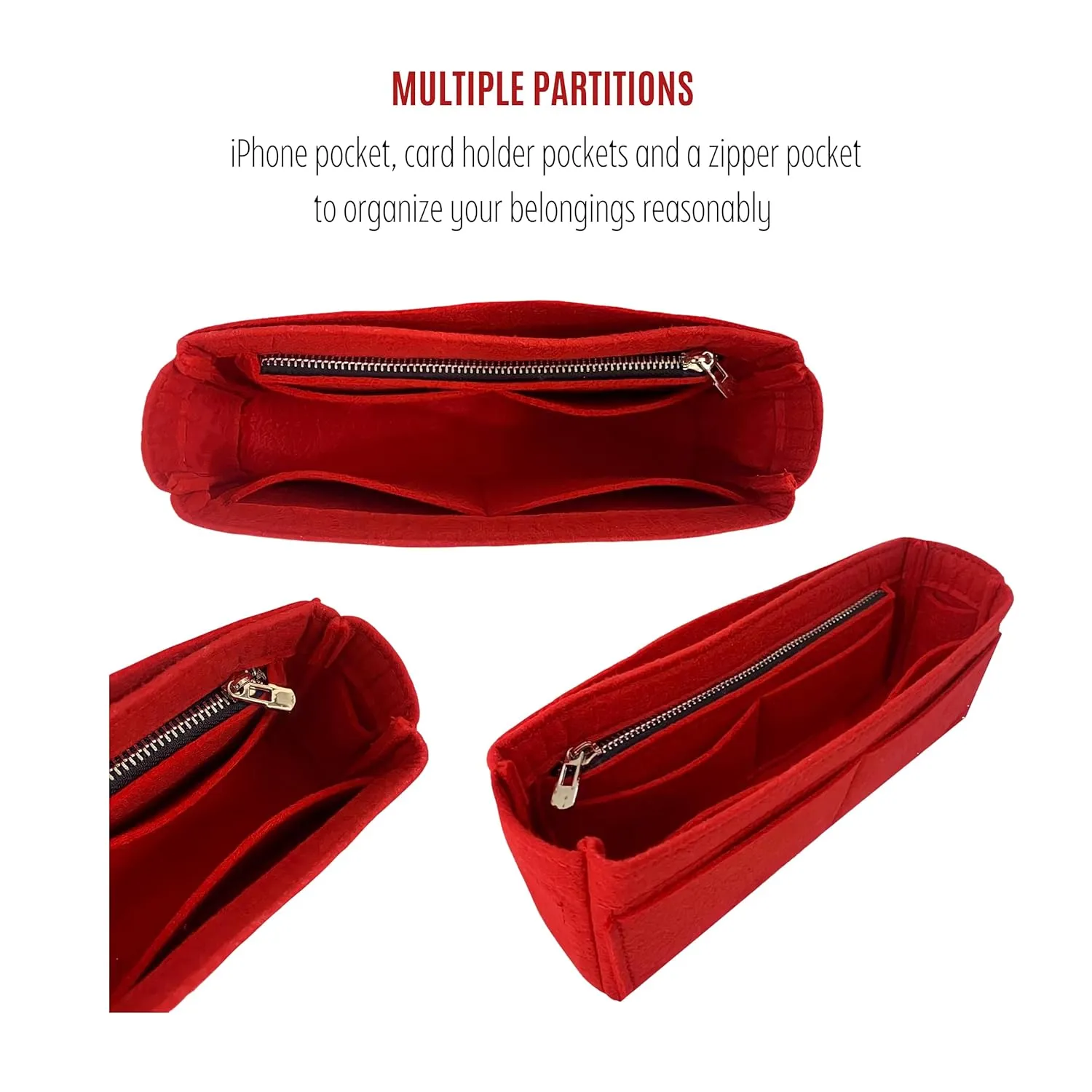 Premium Purse Organizer for Favorite Insert, fits Lv Favorite MM Organizer Insert, Handmade 1.2mm Premium Felt Insert, Double Layered Base Snug Fit Gold Zip (For Favorite Bag, Geyser Blue)