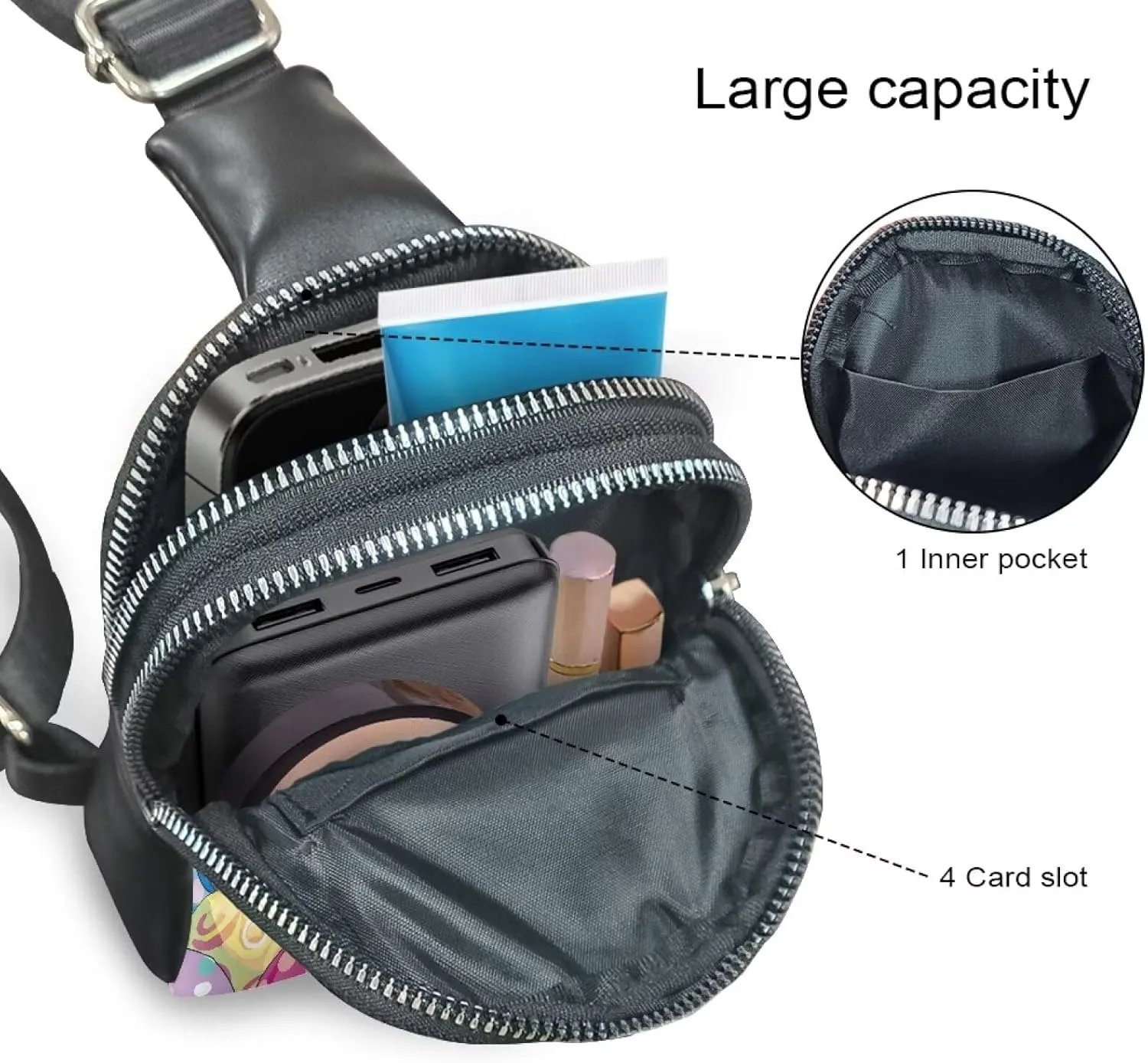 PU Leather Crossbody Bag for Women,Trendy Handbags Bag Chest Bag with Coin Pocket