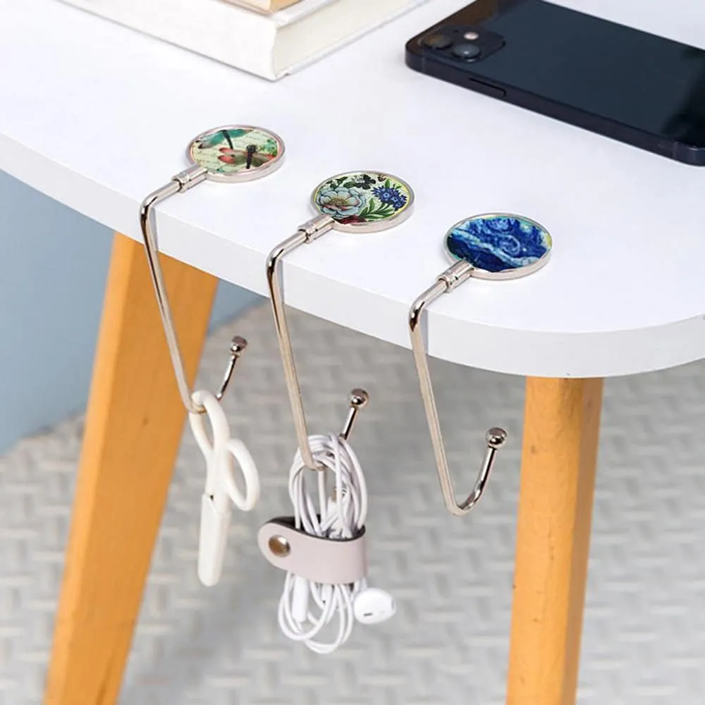Purse Hook Long Handbag Hanger for Table Desk, Portable Bag Holder Under Counter Handbags Hook for Women Girl, Model 10