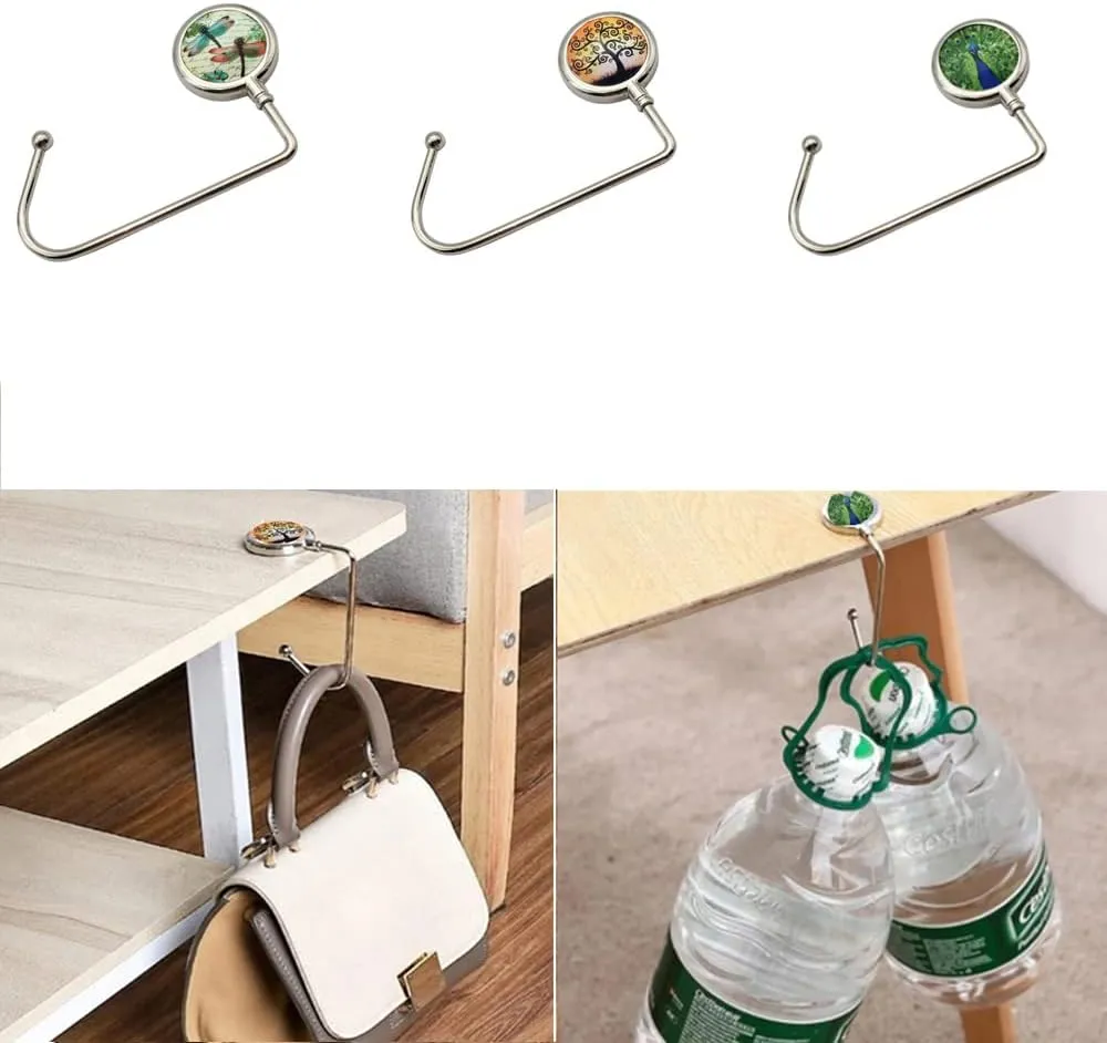 Purse Hook Long Handbag Hanger for Table Desk, Portable Bag Holder Under Counter Handbags Hook for Women Girl, Model 10