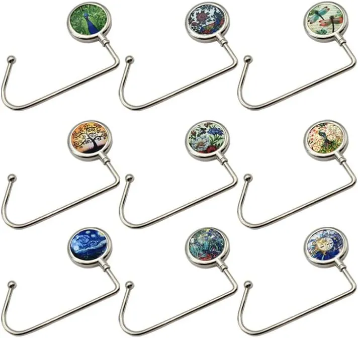 Purse Hook Long Handbag Hanger for Table Desk, Portable Bag Holder Under Counter Handbags Hook for Women Girl, Model 10
