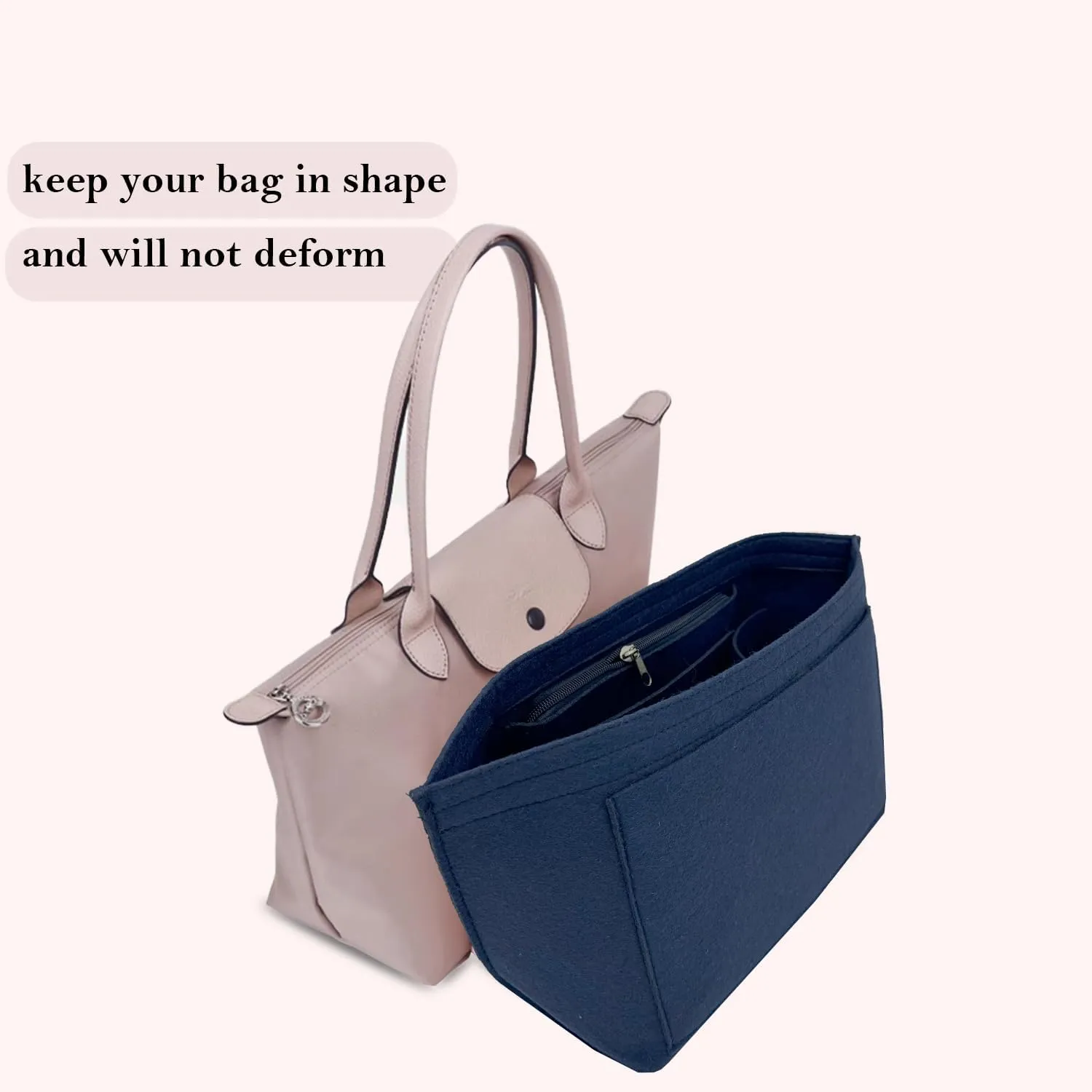 Purse Organizer Insert, Bag Organizer for Le Pliage, Handbags Organizer Insert (Dark Blue, Small)