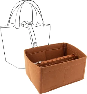 Purse Organizer Insert, Felt Handbags Dividers with Zippers, Tote Bag Organizer, Brown