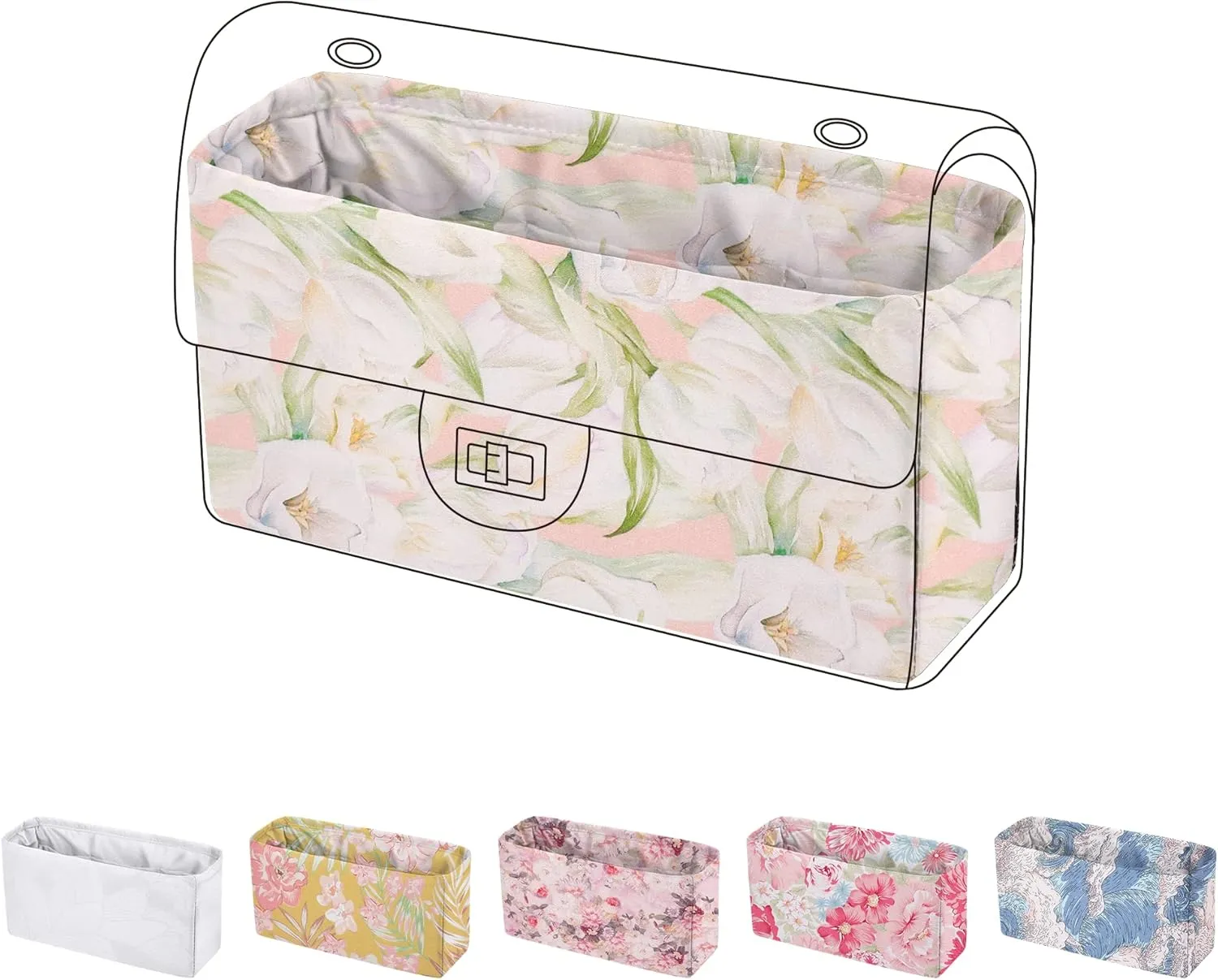 Purse Organizer Insert For 2.55 Reissue Bags, Lightweight Bag Shaper Liner, Soft Women Luxury Handbag Tote Inner Bag(Small,French Tulips)