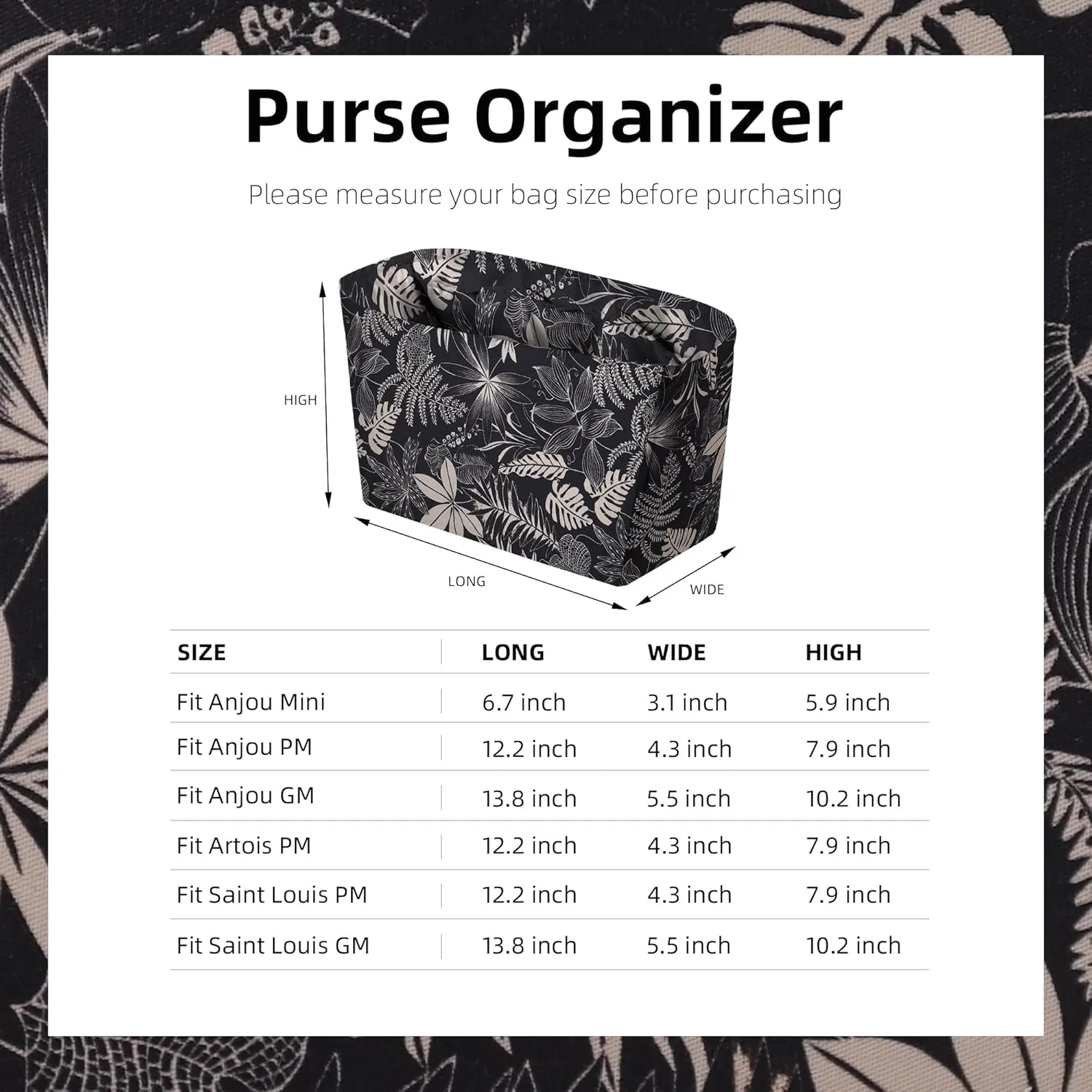 Purse Organizer Insert for Anjou/Artois/Saint Louis Tote Bags, Lightweight Handbag Organizer Liner, Soft Bag Tote Shaper(Saint Louis GM,Dark Fragrance)
