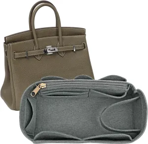 Purse Organizer Insert for Hermes Birkin 30 Bag Felt Organizer Insert (Grey,M)