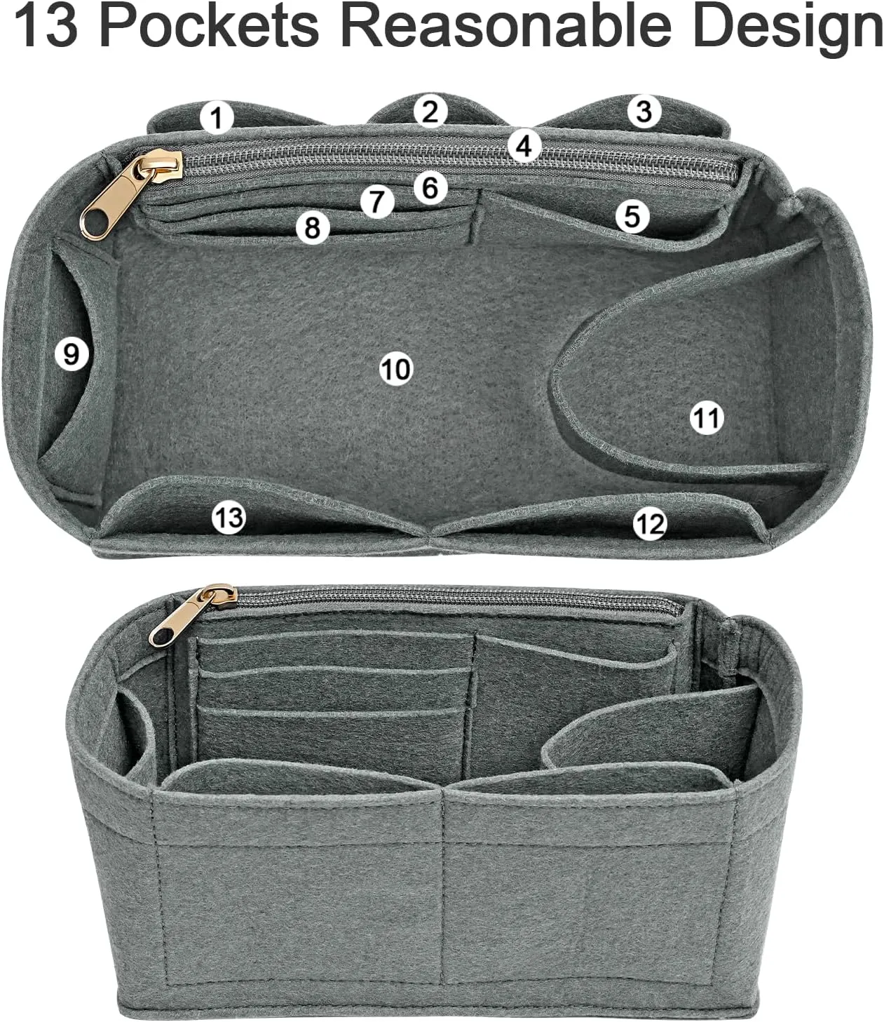 Purse Organizer Insert for Hermes Birkin 30 Bag Felt Organizer Insert (Grey,M)
