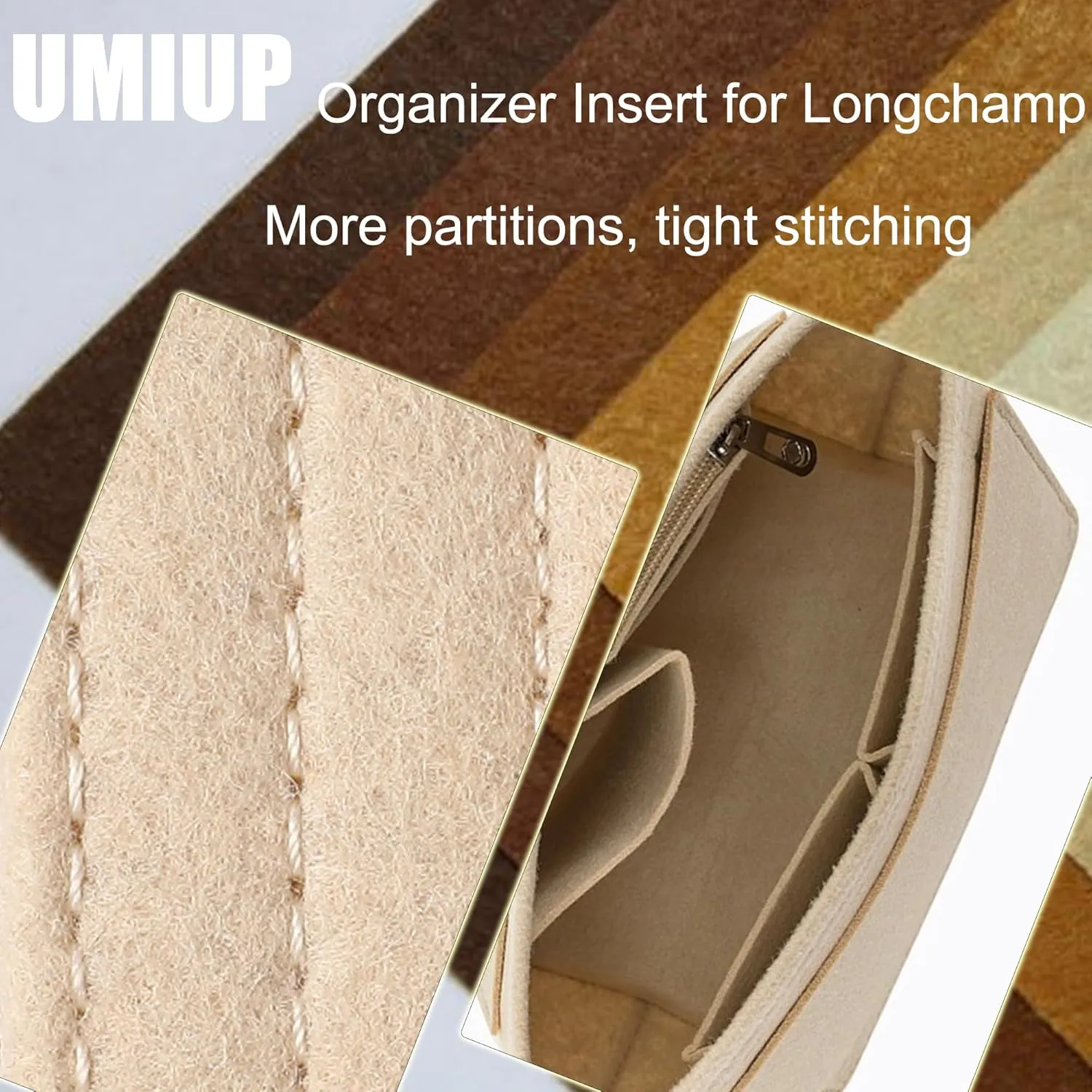 Purse Organizer Insert for Longchamp Le Pliage Tote, Handbag Organizer with Cup Holder, Compatible with LE PLIAGE Tote Handbags Large/Small,LE PLIAGE Top Handle S/M (Beige, L/11 * 9.84 * 6.7in)