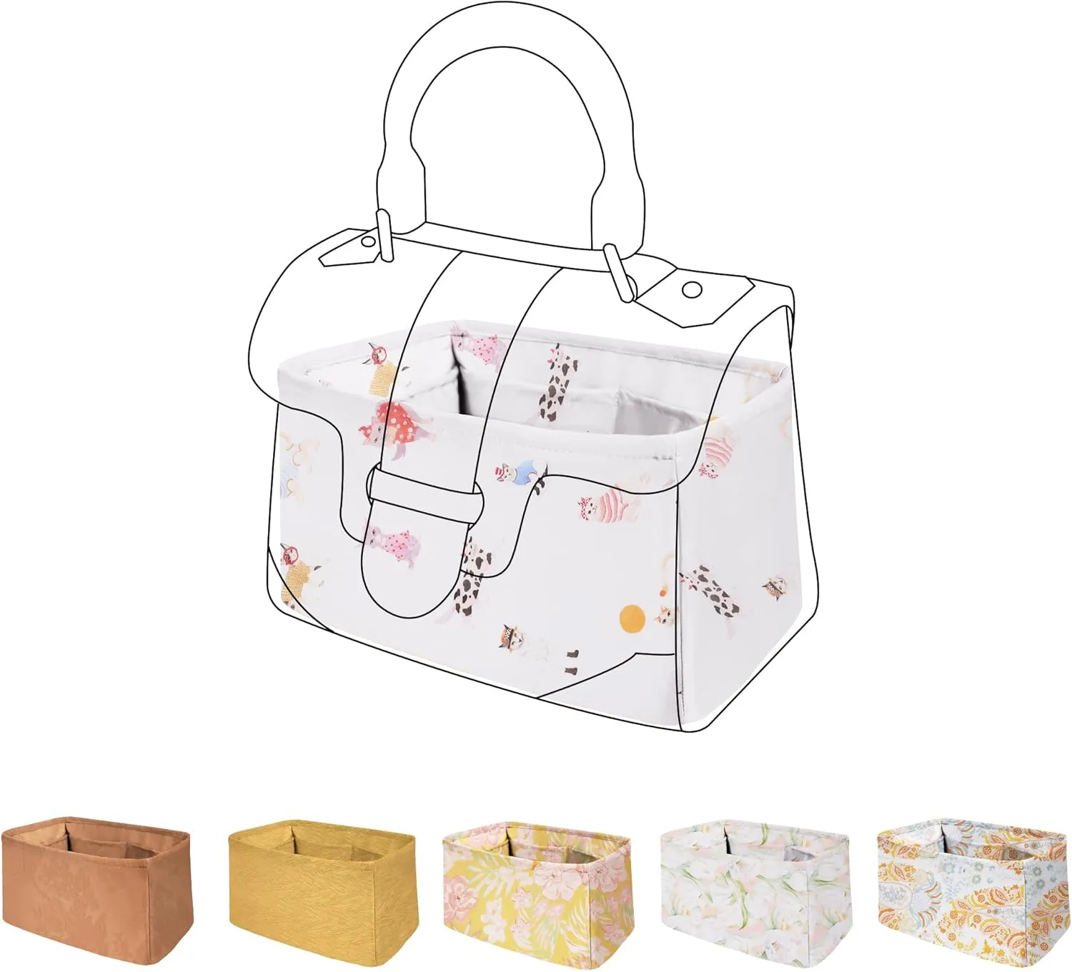 Purse Organizer Insert For Saigon mini/PM/MM Bags, Lightweight Bag Shaper, Soft Women Luxury Handbag Tote Inner Bag (Saigon mini 20,Cat Paradise)