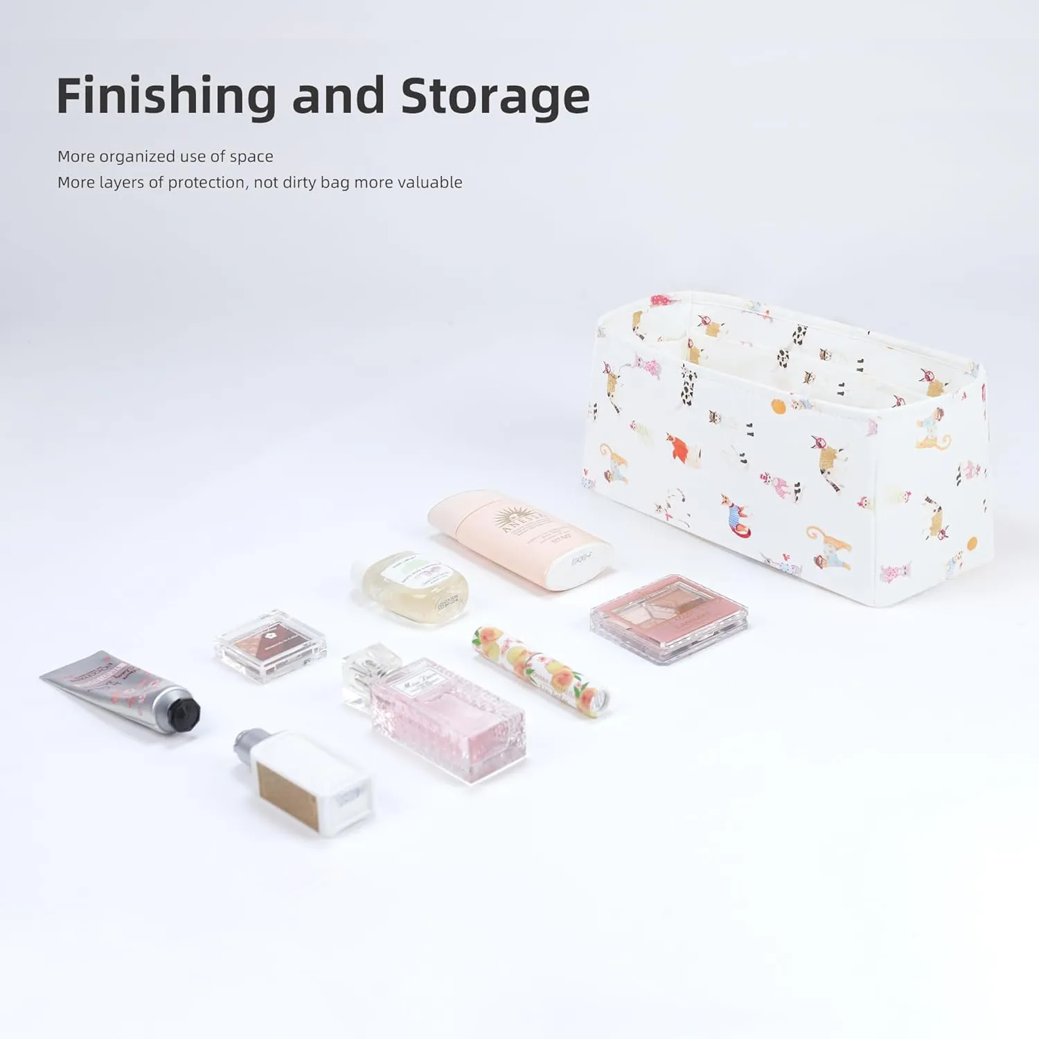 Purse Organizer Insert For Saigon mini/PM/MM Bags, Lightweight Bag Shaper, Soft Women Luxury Handbag Tote Inner Bag (Saigon mini 20,Cat Paradise)