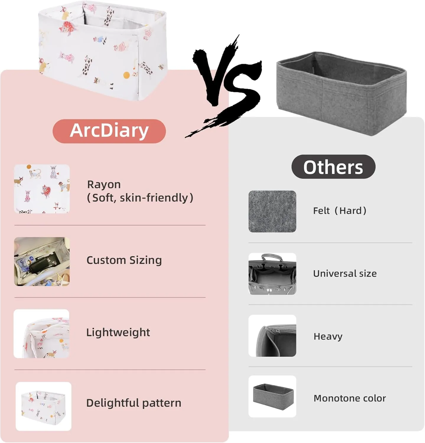 Purse Organizer Insert For Saigon mini/PM/MM Bags, Lightweight Bag Shaper, Soft Women Luxury Handbag Tote Inner Bag (Saigon mini 20,Cat Paradise)
