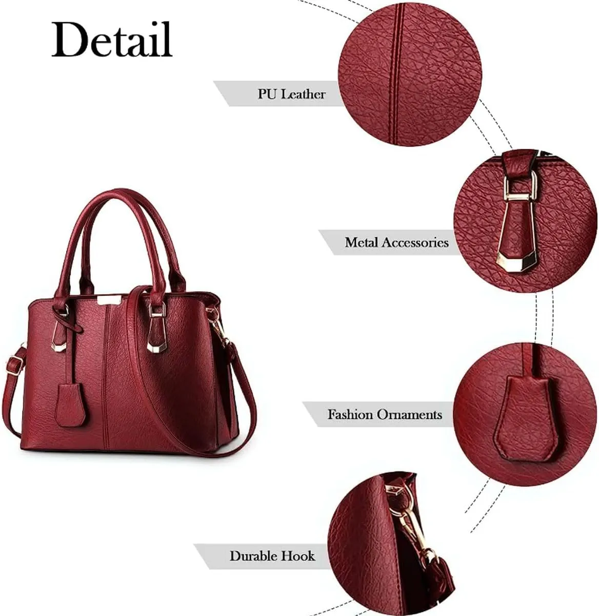 Purses and Handbags for Women Fashion Messenger Bag Ladies PU Leather Top Handle Satchel Shoulder Tote Bags