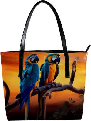 Purses for Women,Tote Bag Aesthetic,Women's Tote Handbags,African Grassland Sunset Parrot