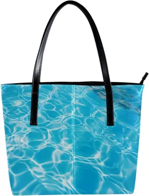 Purses for Women,Tote Bag Aesthetic,Women's Tote Handbags,Blue Sea Water Pool