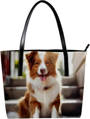 Purses for Women,Tote Bag Aesthetic,Women's Tote Handbags,Border Collie Dog