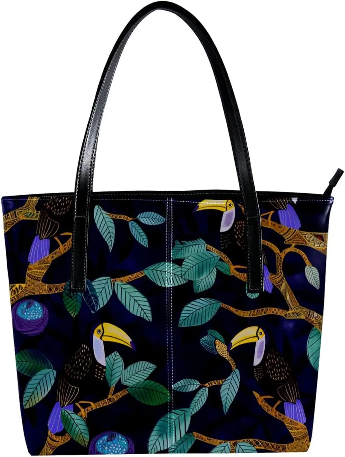 Purses for Women,Tote Bag Aesthetic,Women's Tote Handbags,Branch Leaves Clouds Toucan