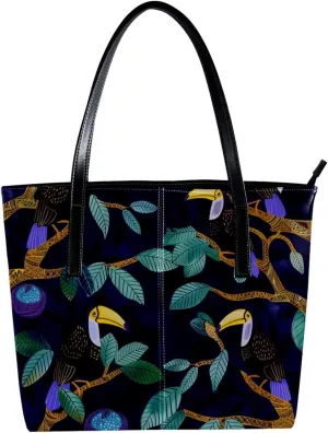 Purses for Women,Tote Bag Aesthetic,Women's Tote Handbags,Branch Leaves Clouds Toucan
