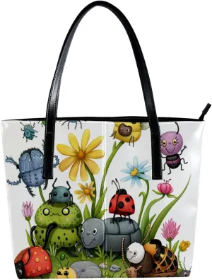 Purses for Women,Tote Bag Aesthetic,Women's Tote Handbags,Cartoon Jungle Small Animals
