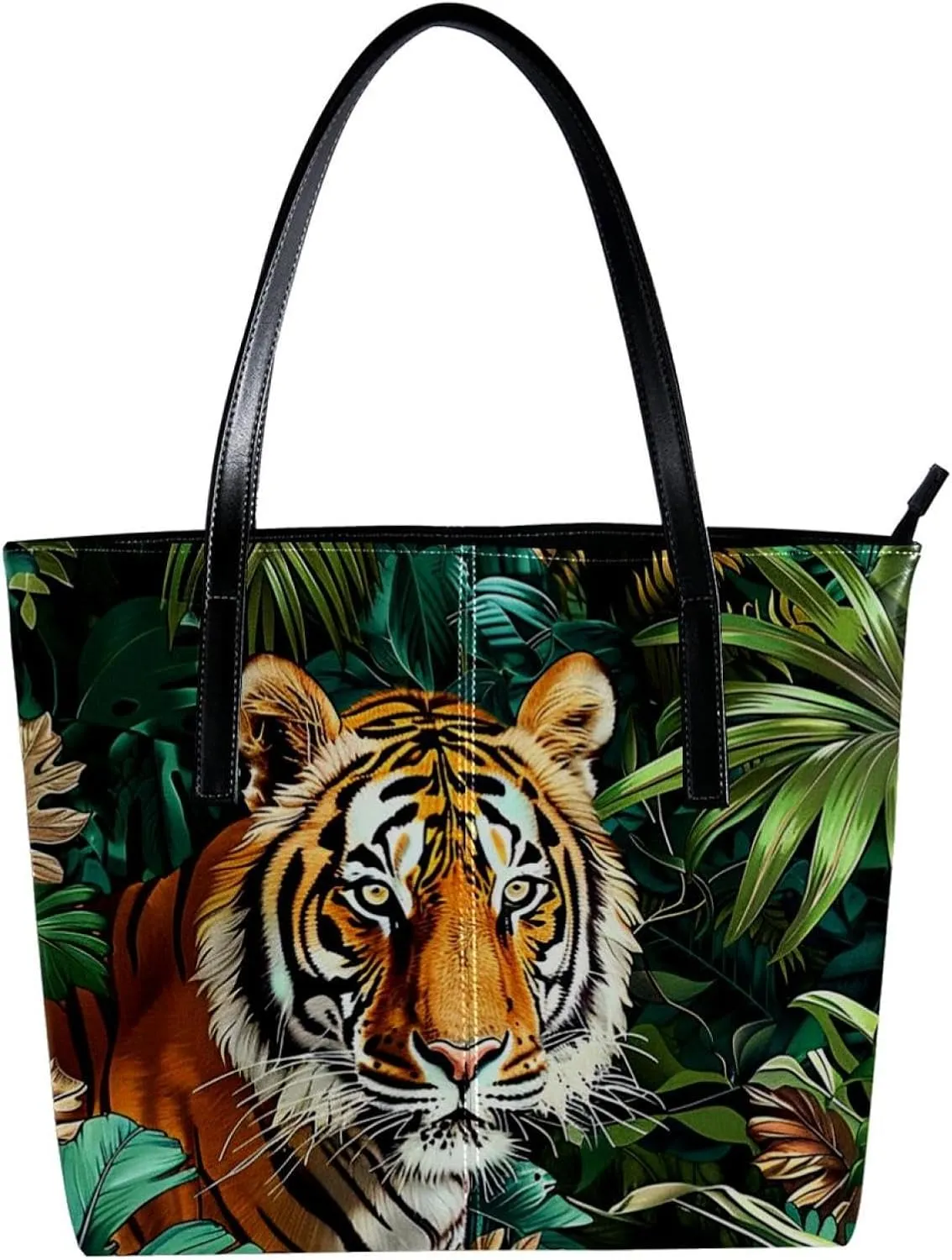 Purses for Women,Tote Bag Aesthetic,Women's Tote Handbags,Tropical Plant Jungle Tiger