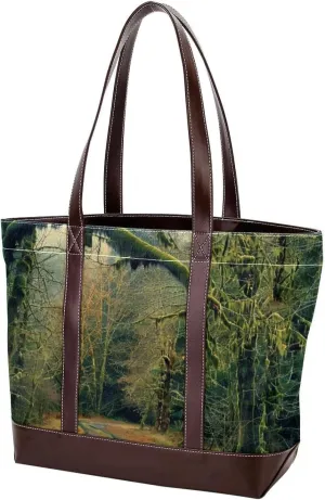 Purses for Women,Tote Bag for Women,Handbags for Women,Scenic Road in Forest