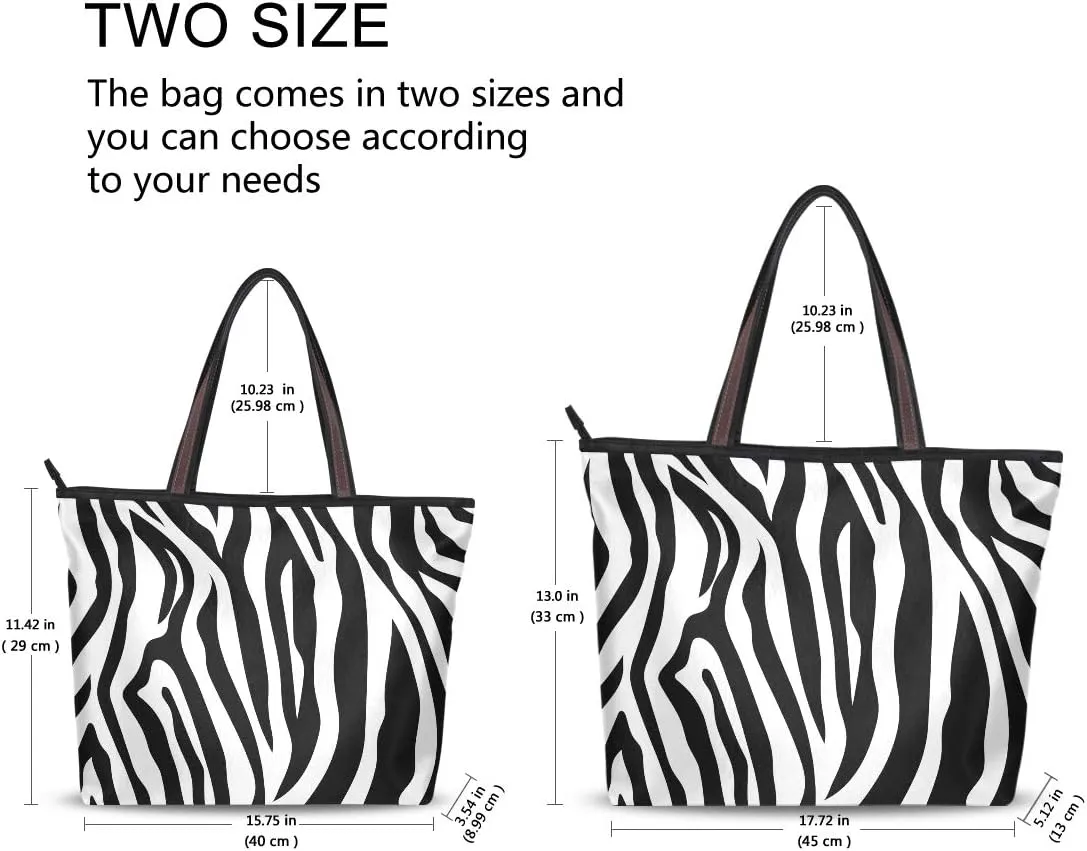 QMXO Animal Zebra Skin Stripes Handbags and Purse for Women Tote Bag Large Capacity Top Handle Shopper Shoulder Bag