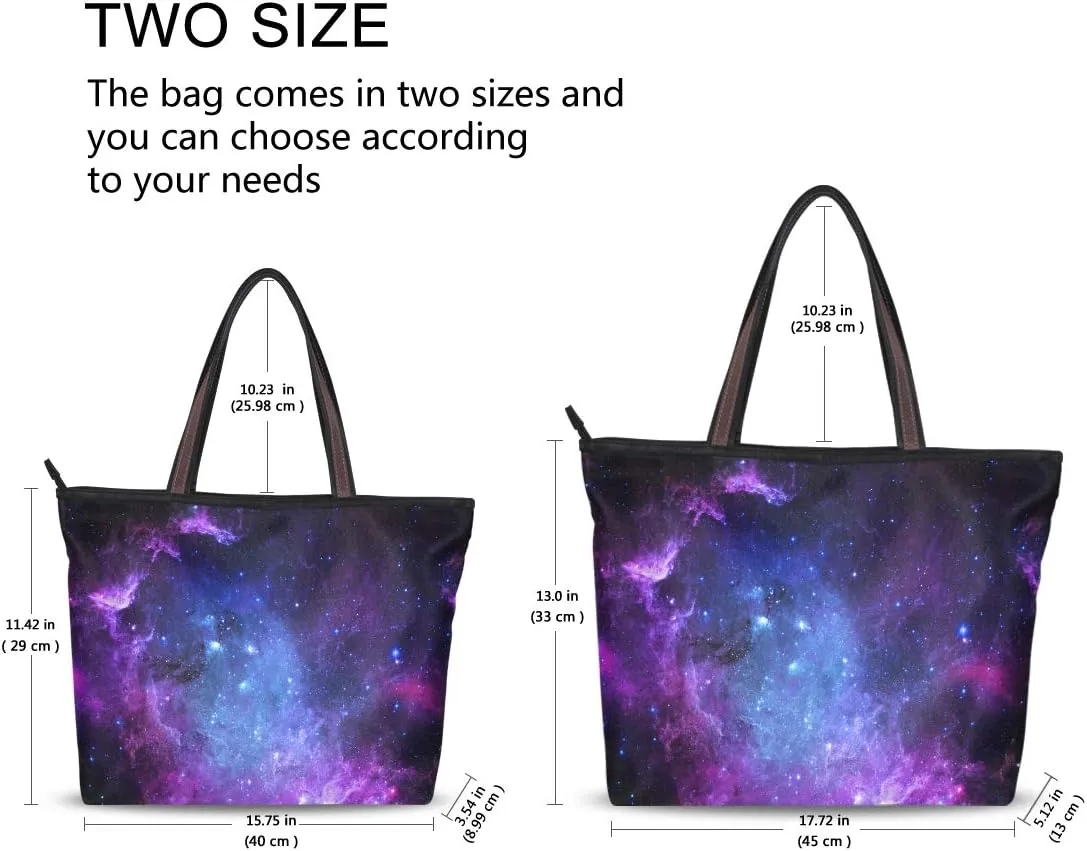 QMXO Universe Galaxy Stars Nebula Handbags and Purse for Women Tote Bag Large Capacity Top Handle Shopper Shoulder Bag