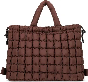 Queenoris Quilted Puffer Work Tote Bag for Women, Large Lightweight Carryall Shoulder Bag with Zipper Crossbody Bag