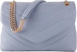 Quilted Crossbody Bag for Women, Soft Vegan Chevron Purses, Trendy Shoulder Handbags with Flap
