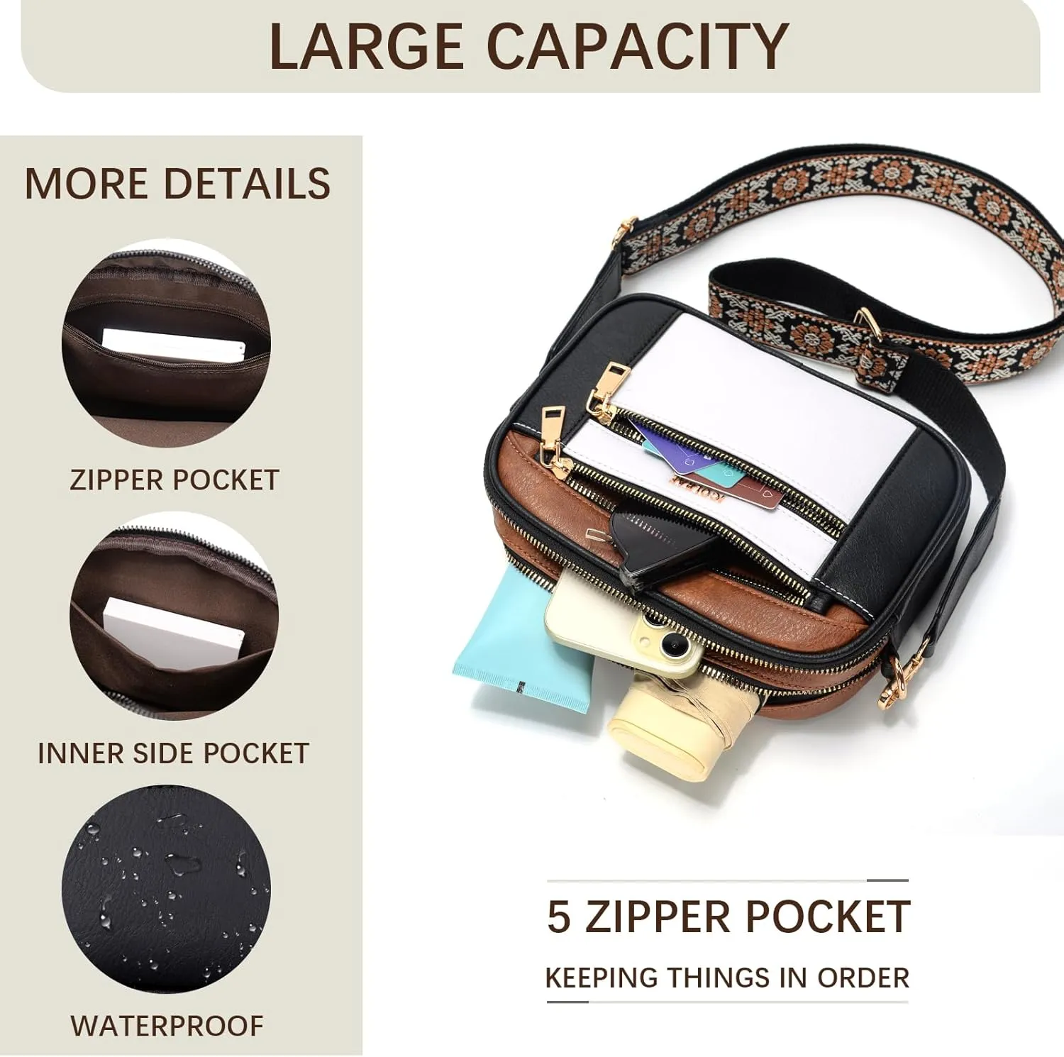Quilted Crossbody Bags For Women Vegan Leather Small Purses Wide Strap Medium Lightweight Shoulder Handbags
