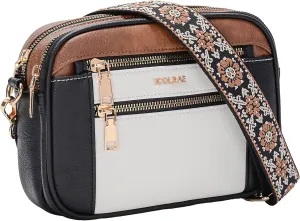 Quilted Crossbody Bags For Women Vegan Leather Small Purses Wide Strap Medium Lightweight Shoulder Handbags