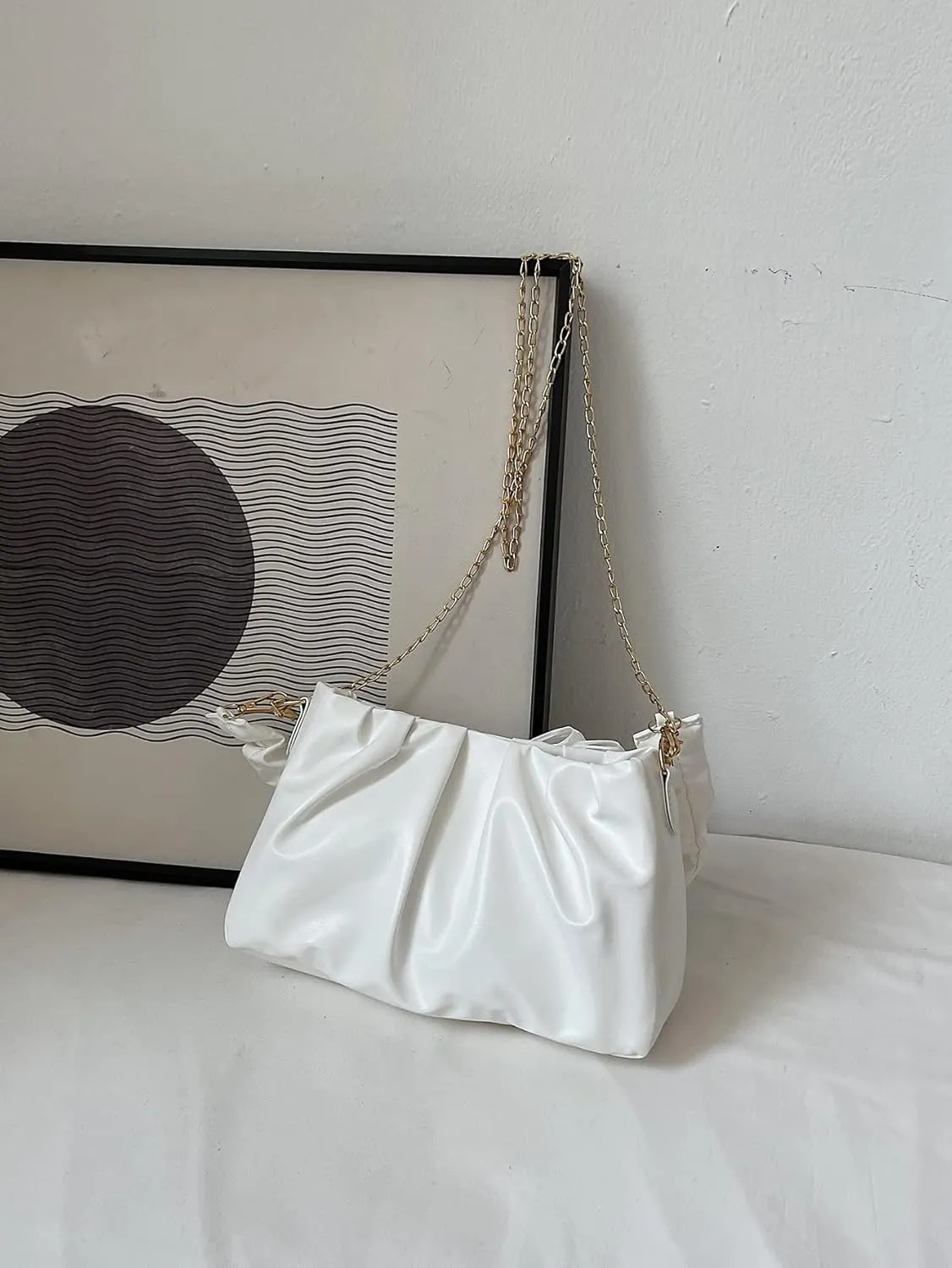QWINEE Bow Shaped Square Bag Ruched Purse Handbags Ladies Shoulder Underarm Totes Bag Evening Bag Clutch