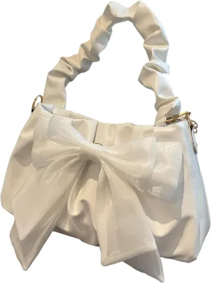 QWINEE Bow Shaped Square Bag Ruched Purse Handbags Ladies Shoulder Underarm Totes Bag Evening Bag Clutch