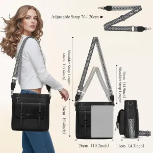 RAINSMORE Crossbody Bag for Women, Waterproof Leather Crossbody Purses Lightweight Handbags Shoulder Bag Travel Purse