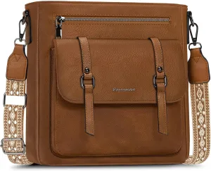 RAINSMORE Crossbody Bag for Women, Waterproof Leather Crossbody Purses Lightweight Handbags Shoulder Bag Travel Purse