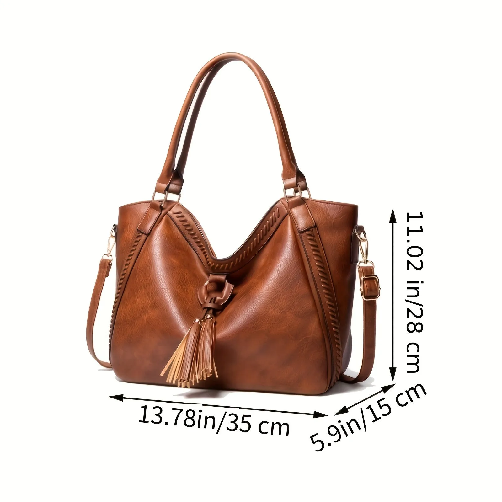 realaiot  Women PU Leather Handbags Tote Bag Soft Retro Designer Large Capacity Multi-pocket Casual Ladies Shoulder Crossbody Bag Mother's Day Gift Adjustable Shoulder Strap Purse Cheap On
