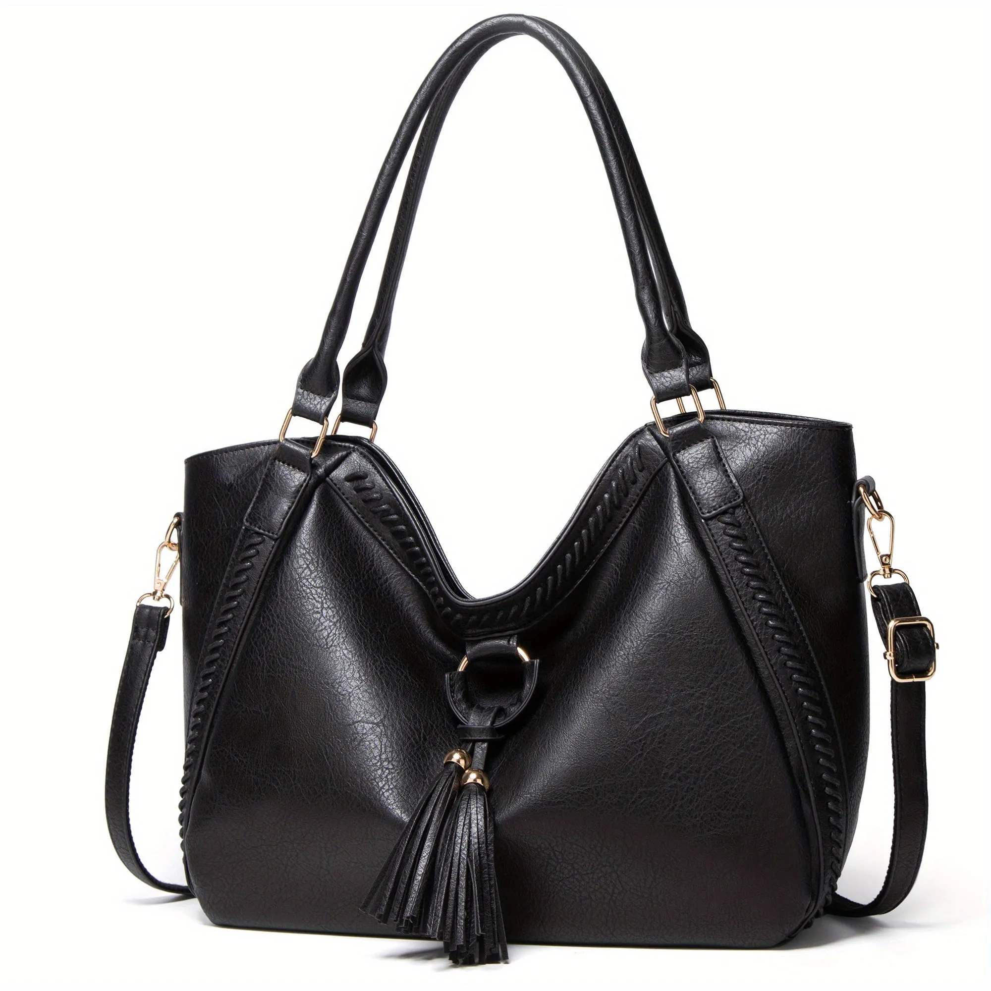 realaiot  Women PU Leather Handbags Tote Bag Soft Retro Designer Large Capacity Multi-pocket Casual Ladies Shoulder Crossbody Bag Mother's Day Gift Adjustable Shoulder Strap Purse Cheap On