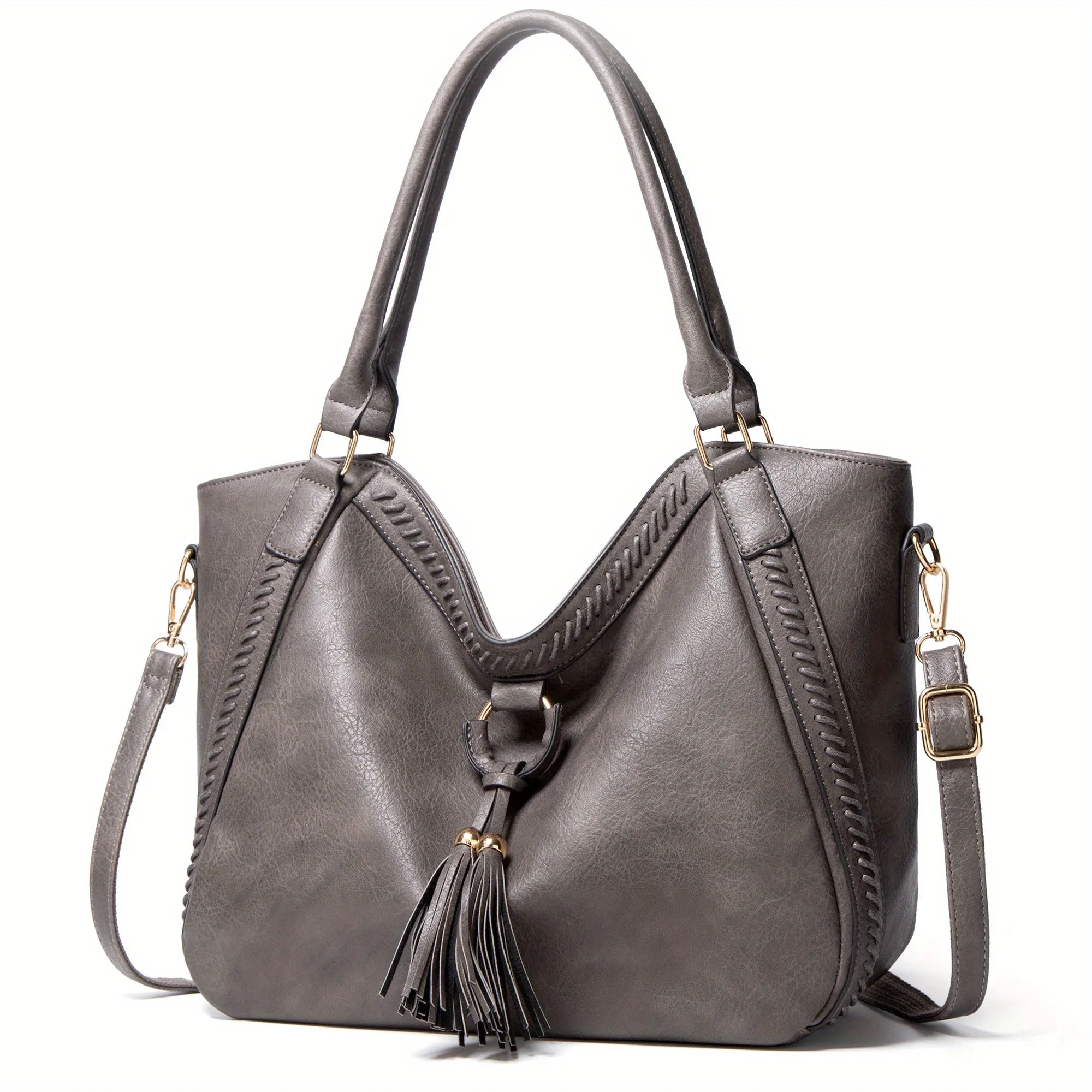 realaiot  Women PU Leather Handbags Tote Bag Soft Retro Designer Large Capacity Multi-pocket Casual Ladies Shoulder Crossbody Bag Mother's Day Gift Adjustable Shoulder Strap Purse Cheap On