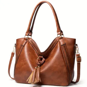 realaiot  Women PU Leather Handbags Tote Bag Soft Retro Designer Large Capacity Multi-pocket Casual Ladies Shoulder Crossbody Bag Mother's Day Gift Adjustable Shoulder Strap Purse Cheap On