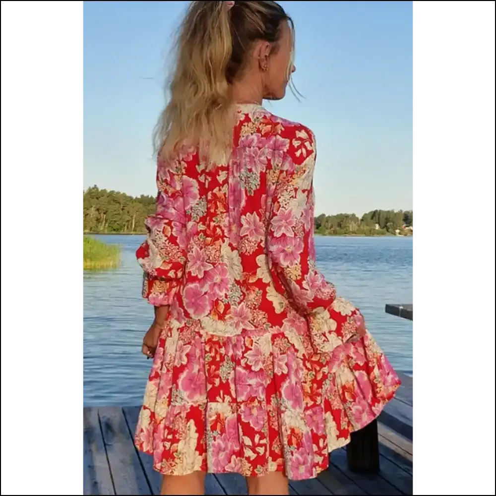 Red Floral Babydoll Mini Dress: Goddess  🌸 Needful Things