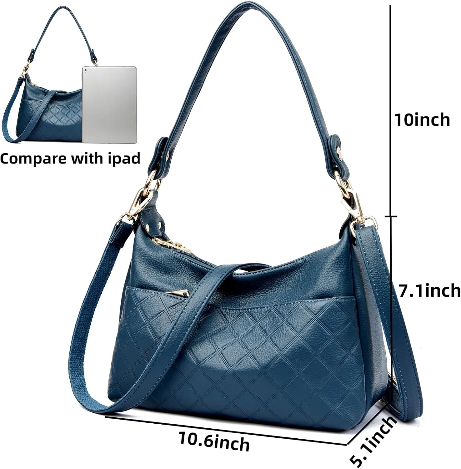 Retro Crossbody Bag For Women Shoulder Bag Soft PU Leather Handbags Purses Multi Pocket Hobo Tote Bag