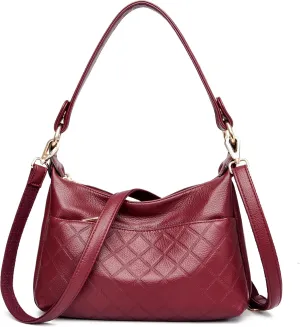 Retro Crossbody Bag For Women Shoulder Bag Soft PU Leather Handbags Purses Multi Pocket Hobo Tote Bag