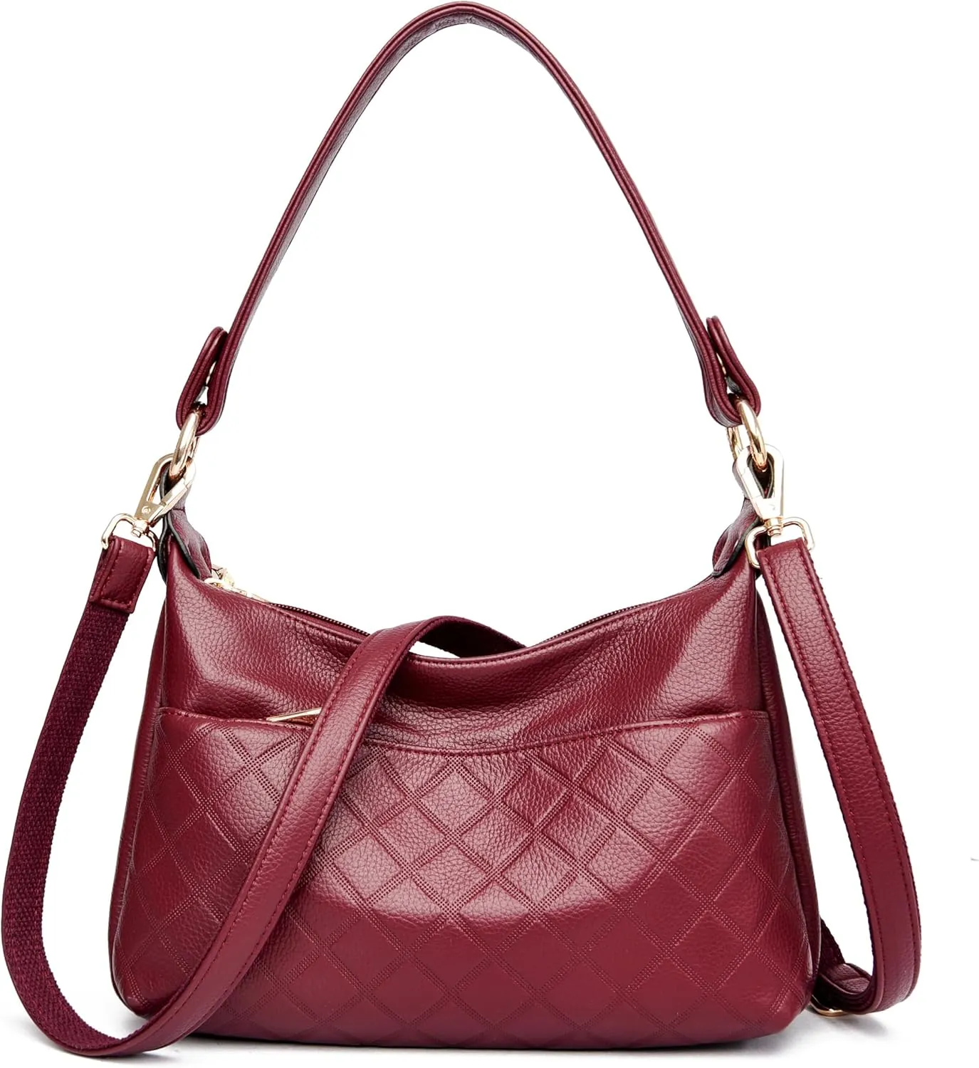 Retro Crossbody Bag For Women Shoulder Bag Soft PU Leather Handbags Purses Multi Pocket Hobo Tote Bag