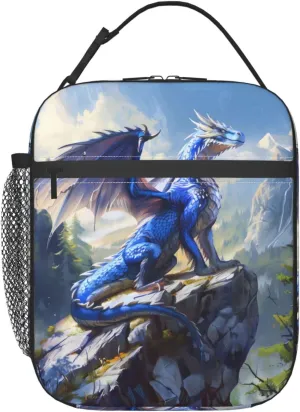 Reusable Dragon Lunch Box for Kids Gils Boys Women Adult, Insulated Mountain Lunch Bag,Polyester Cooler Handbags Case for School Picnic Work Travel Beach or Hiking (Scenic)