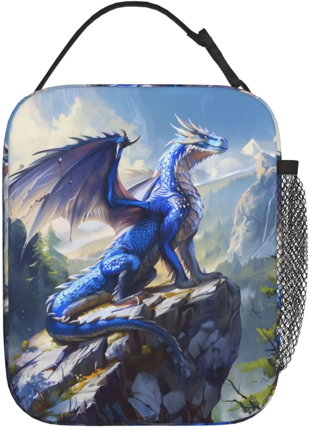 Reusable Dragon Lunch Box for Kids Gils Boys Women Adult, Insulated Mountain Lunch Bag,Polyester Cooler Handbags Case for School Picnic Work Travel Beach or Hiking (Scenic)